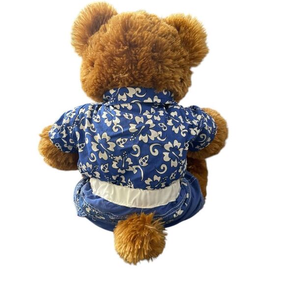 Build-A-Bear Workshop Brown Blue White Shaggy Fur Bear Plush Stuffed Animal 14" - Picture 2 of 14